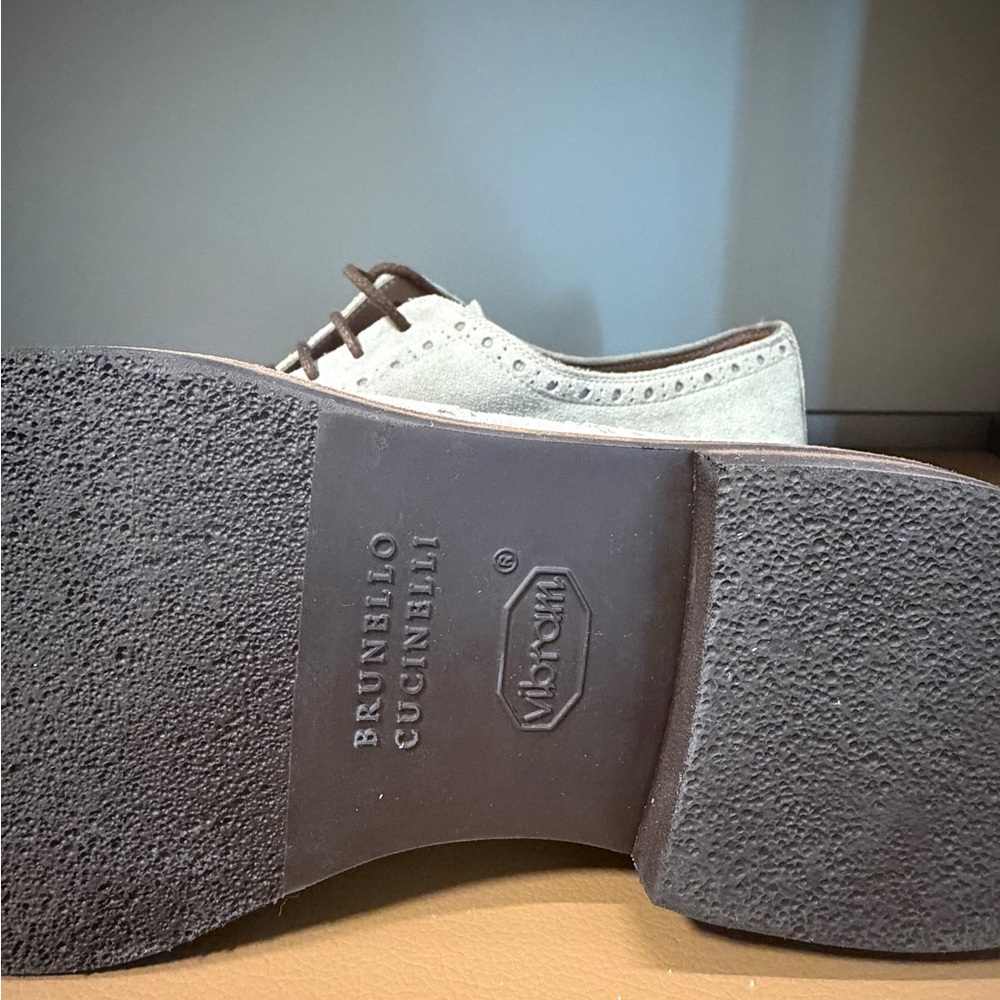 Brunello Cucinelli Light Beige Suede Oxfords - Picture 5 of 8
